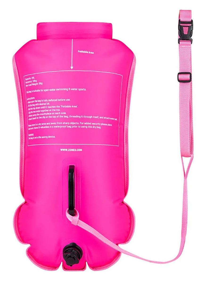 Zone3 Recycled 28L Safety Buoy / Dry Bag - Hi-Viz Pink