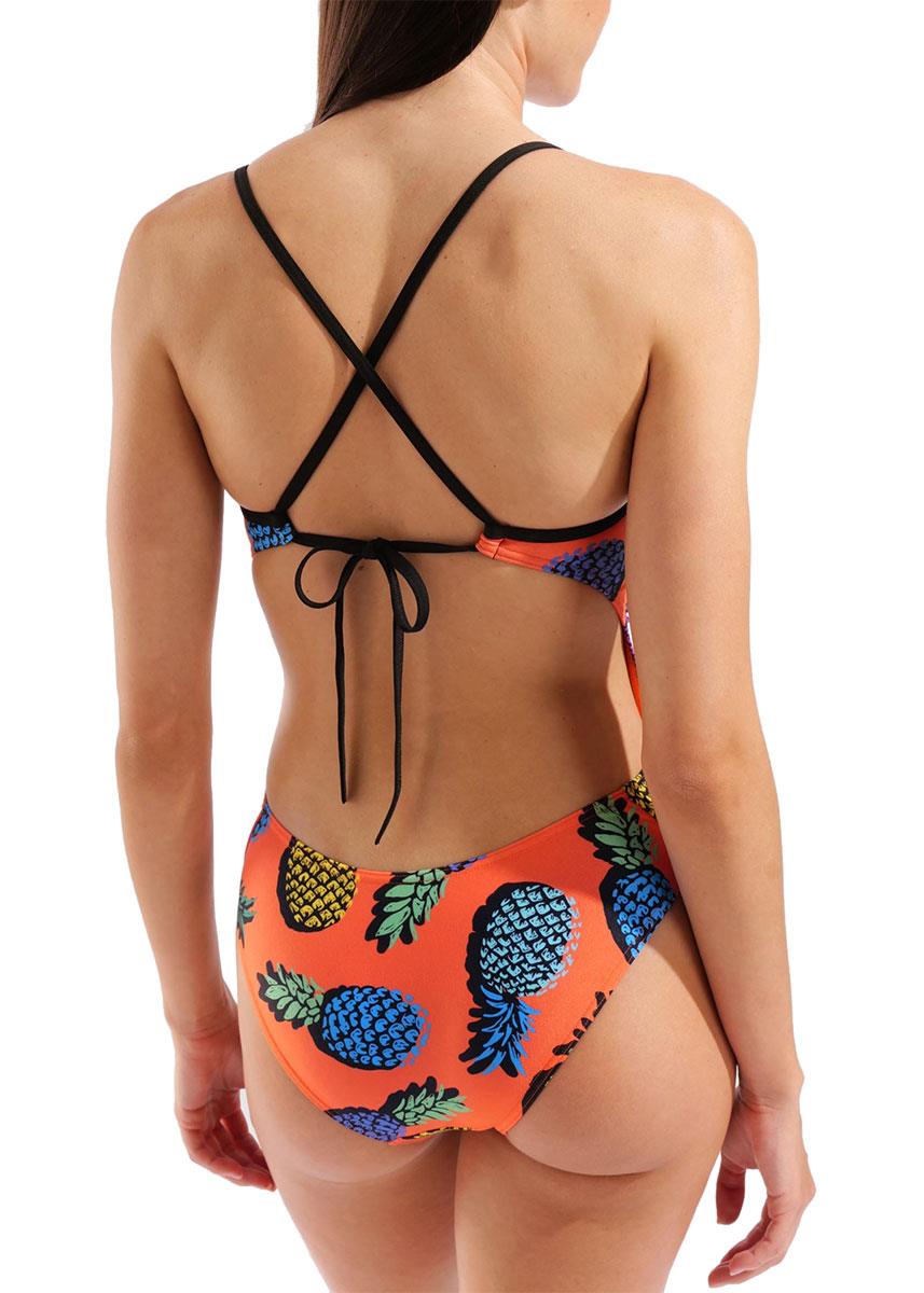 Arena Pineapples Tie Back Swimsuit - Orange / Multi / Black