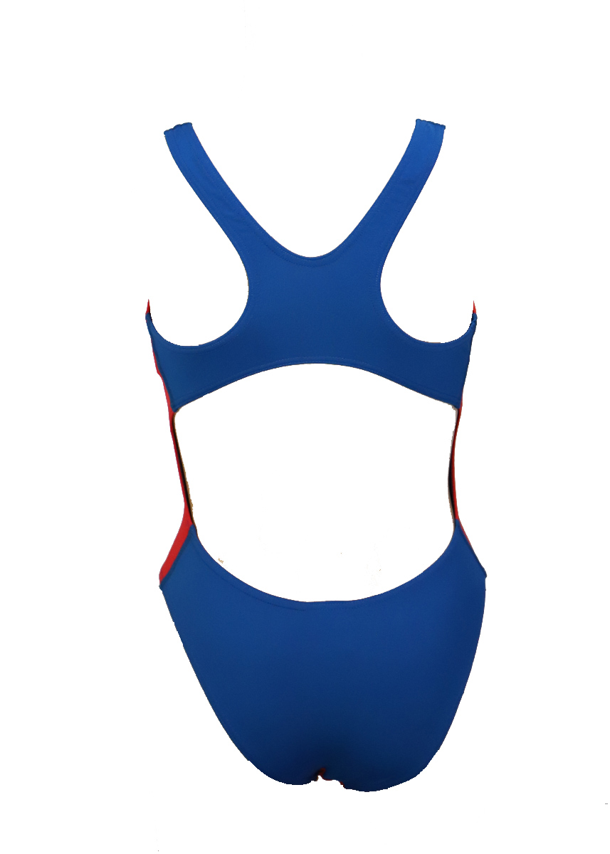 Akron Girls Babbitt Evo Swimsuit - Sport Red/Harvard Blue