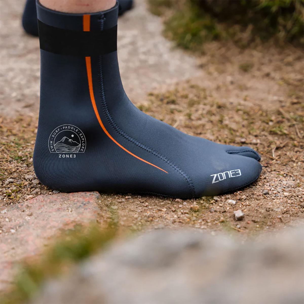 Zone3 Active-Flex Swim Sock - Grey / Orange