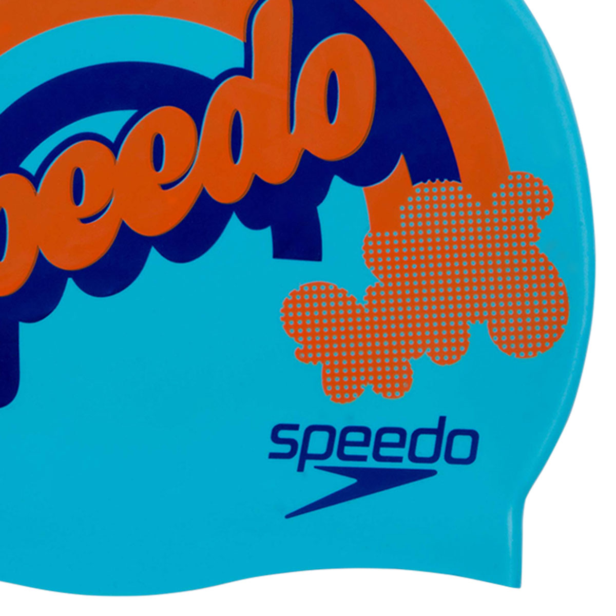 Speedo Slogan Junior Swim Cap - Aqua Splash / Navy / Pure Orange