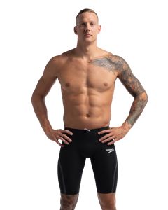 Homme portant Speedo Fastskin LZR Pure Intent 2.0 High Waisted Jammer - Black / Iridescent -Front view
