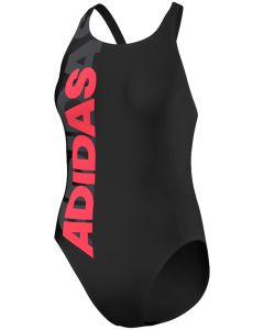 Adidas Girls Lineage Swimsuit - Black / Shock Red