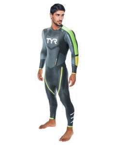TYR Men's Category 5 Wetsuit - Black/Green/Yellow