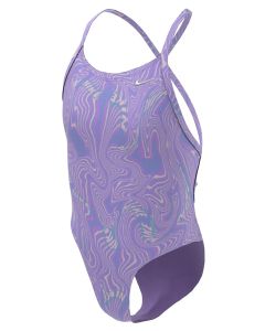 Nike Maillot de bain une pièce Hydrastrong Multi Print Lace Up Back pour filles - Cobalt Bliss