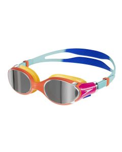 Speedo Biofuse 2.0 Mirror Junior Goggles - Cobalt Pop / Marine Blue / Volcanic Orange / Chrome