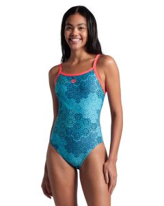 	
Arena Maillot de bain Camo Kikki Challenge Back - Fluo Red / Water Multi - Front view