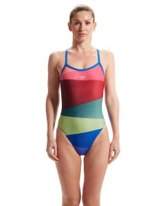Speedo Placement Digital Turnback Swimsuit - Red / Gree