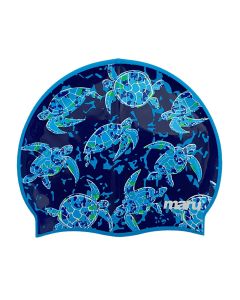 Maru Turtle Printed Silicone Swim Cap - Navy Blue
