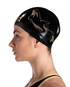 Arena Moulded Pro II Signature Killer Whale Swim Cap - Lydia Jacoby -Side view