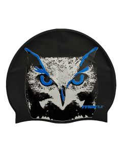 Maru Owl Printed Silicone Swim Cap - Black