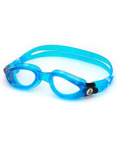 Left side view of Aquasphere Kaiman Clear Lens Goggles - Blue/ Transparent