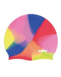 Maru Long Hair Multi-Coloured Silicone Swim Cap - Pink/Blue/Red