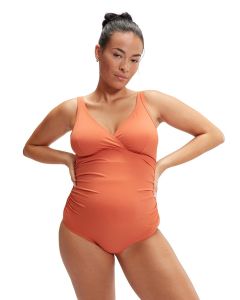 Speedo V-Neck Maternity U-Back Swimsuit - Brown / Orange