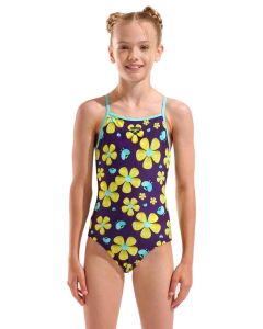 Arena Girls Spring Light Drop Back Swimsuit - Plum / Aqua