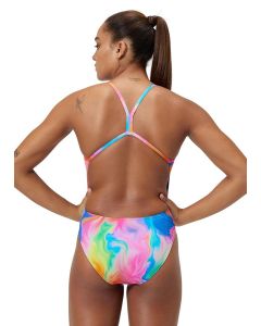Speedo Printed V-back Swimsuit - Flare Pink
