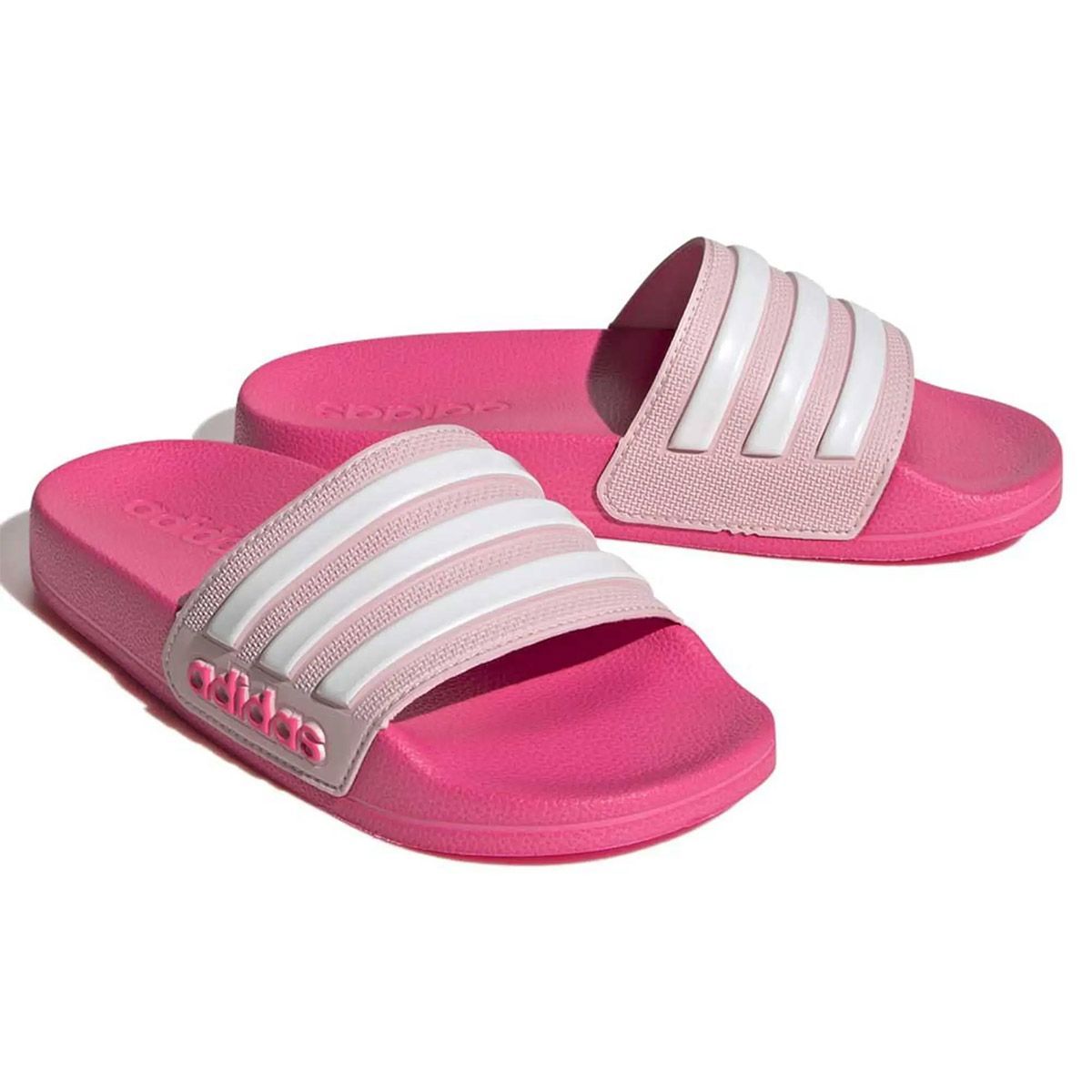 Adidas Girls Adilette Sliders - Pink/White