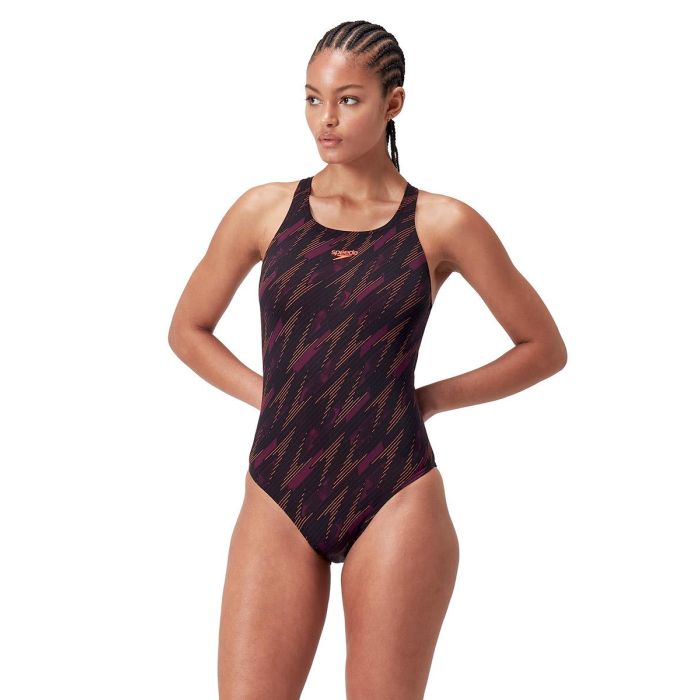 Speedo Hyperboom Medalist Badeanzug Damen - Chlorbeständig & Schnelltrocknend In Schwarz-Violett