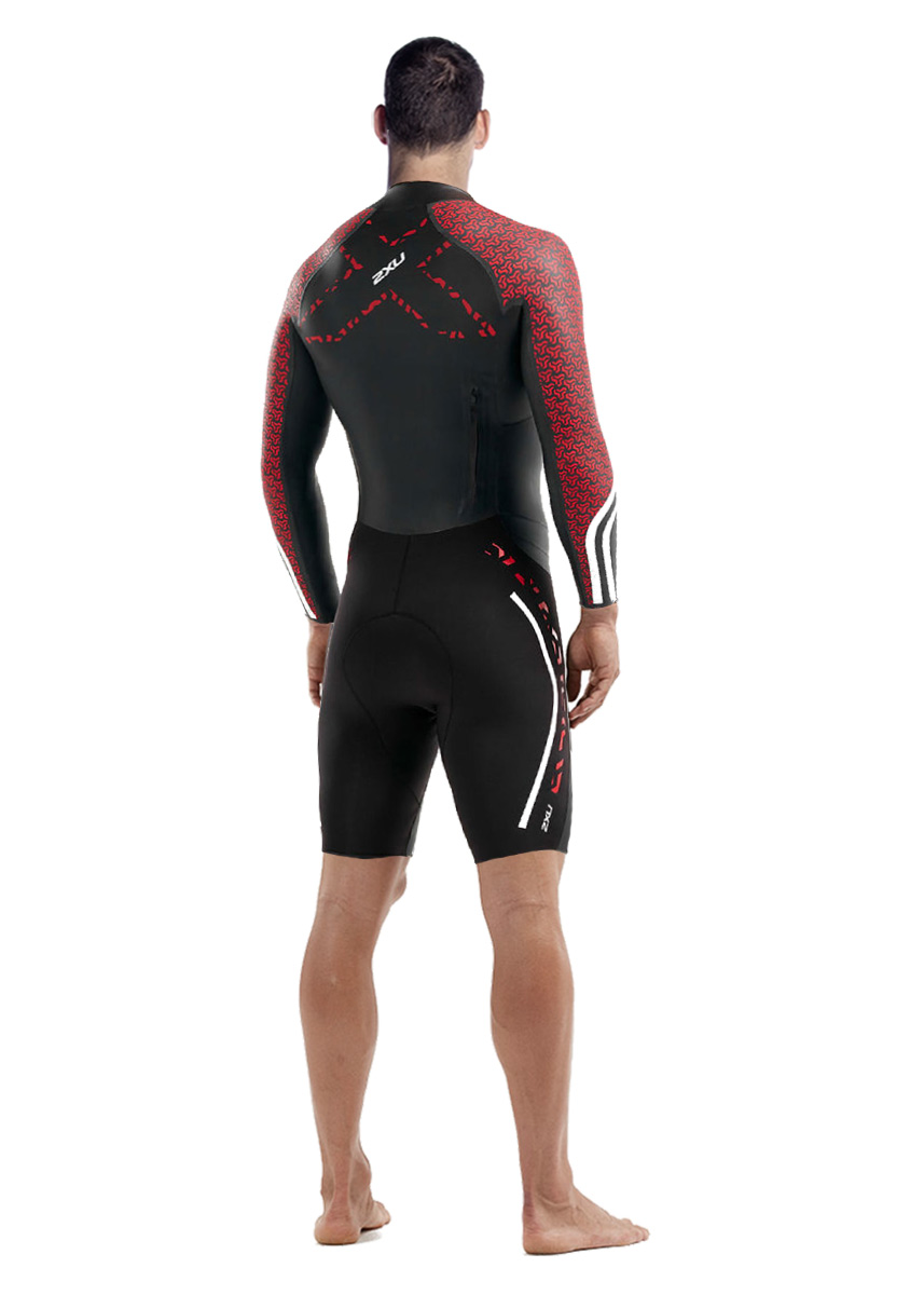 2XU Men's Swim Run: Pro Wetsuit- Black / Flame Scarlet