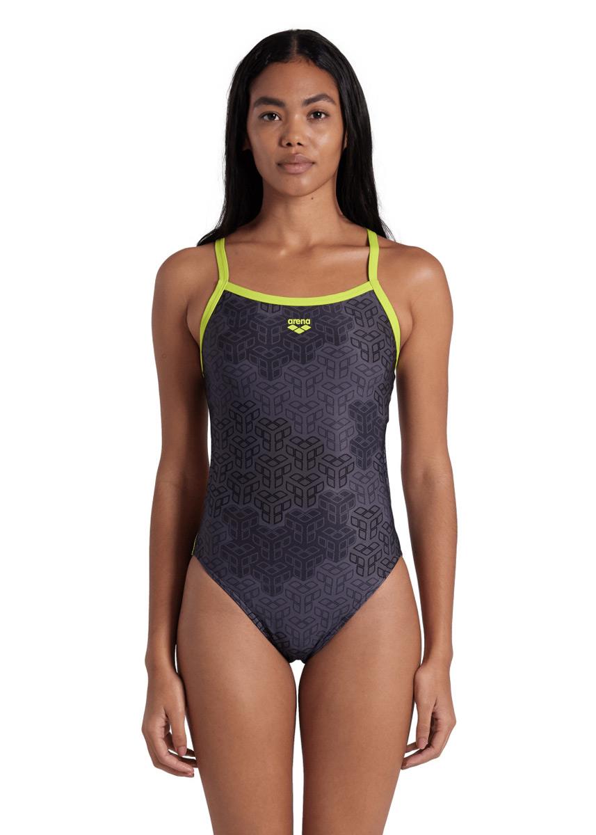 	
Arena Camo Kikki Challenge Back Swimsuit - Fluo Red / Water Multi - Front view