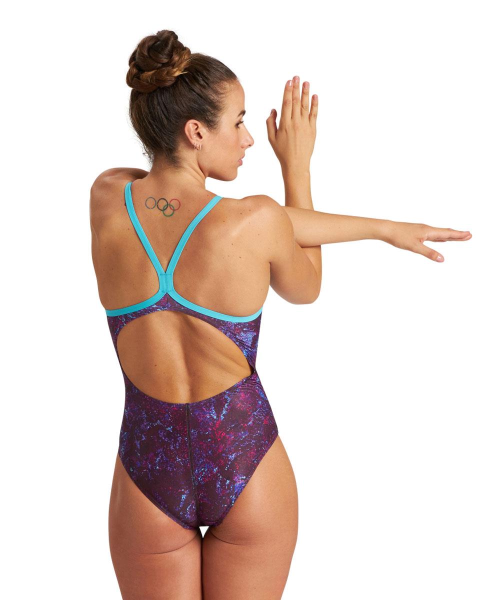 Arena Mountains Texture Drop Back Swimsuit - Martinica/ Multi