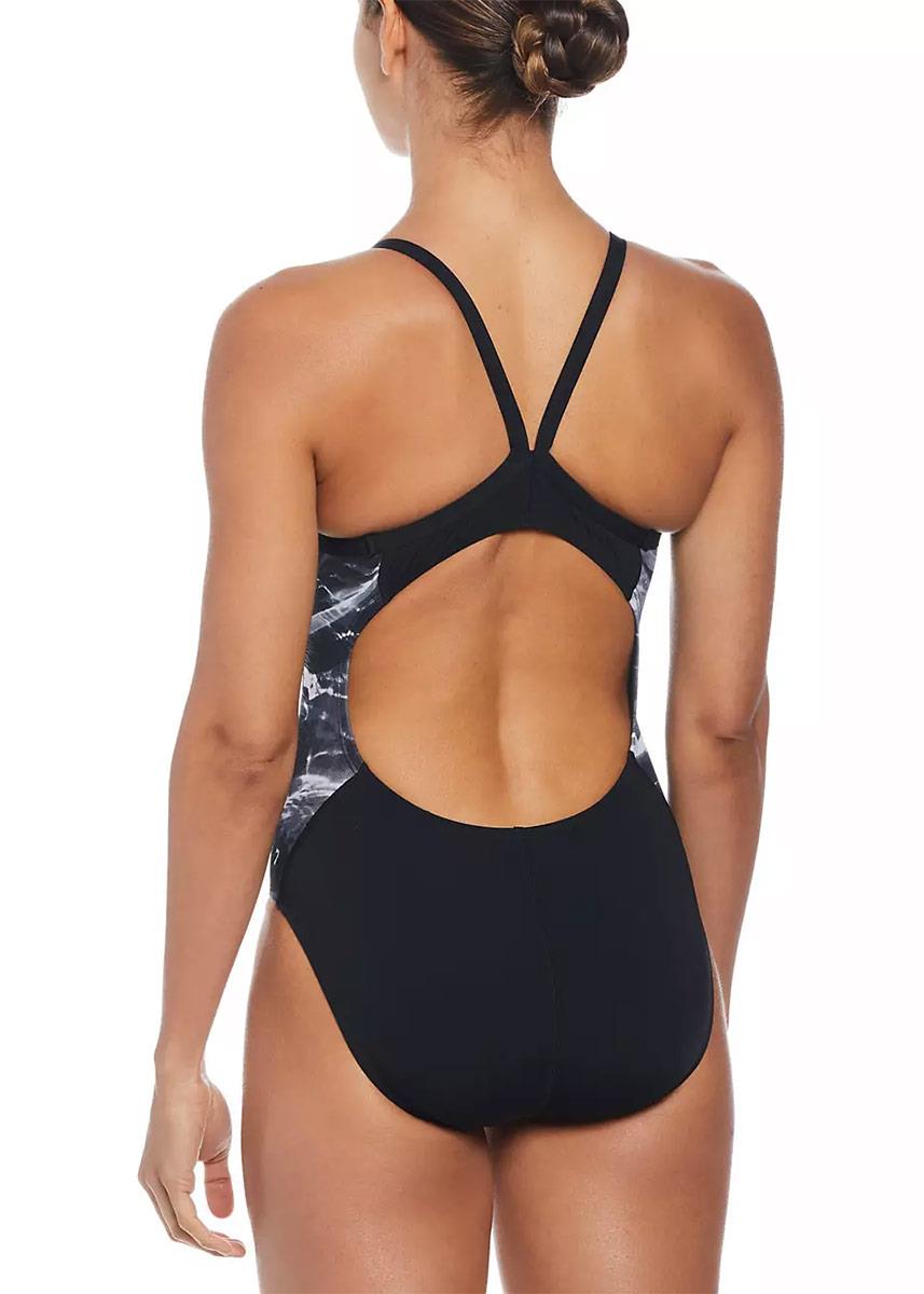 Nike Hydrastrong Multi Print Splice Racerback One Piece Swimsuit - Black -Front view