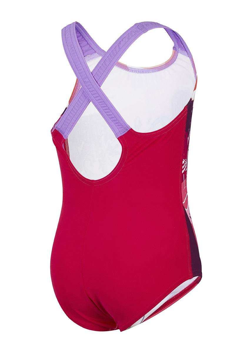 Speedo Learn To Swim Printed Crossback Swimsuit - Pink / Orange - Front view