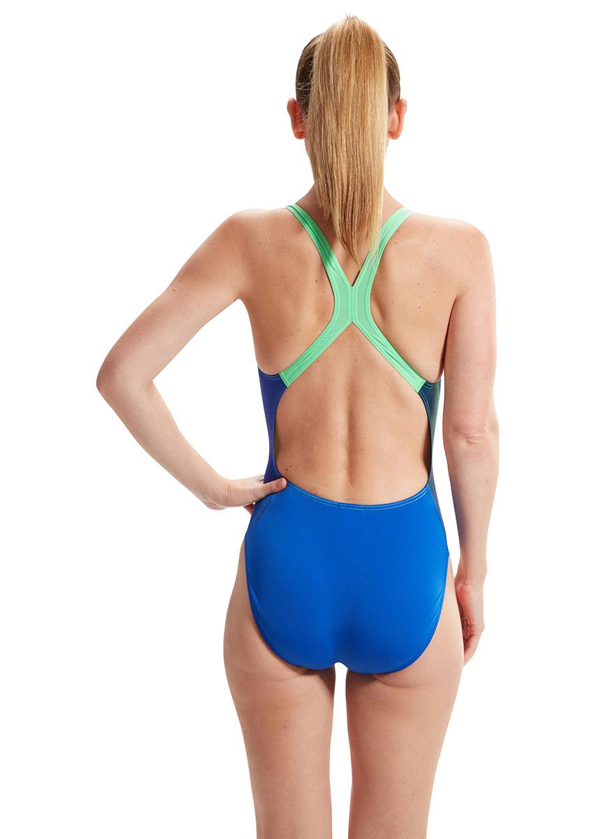 Speedo Placement Digital Powerback Swimsuit - Blue / Green