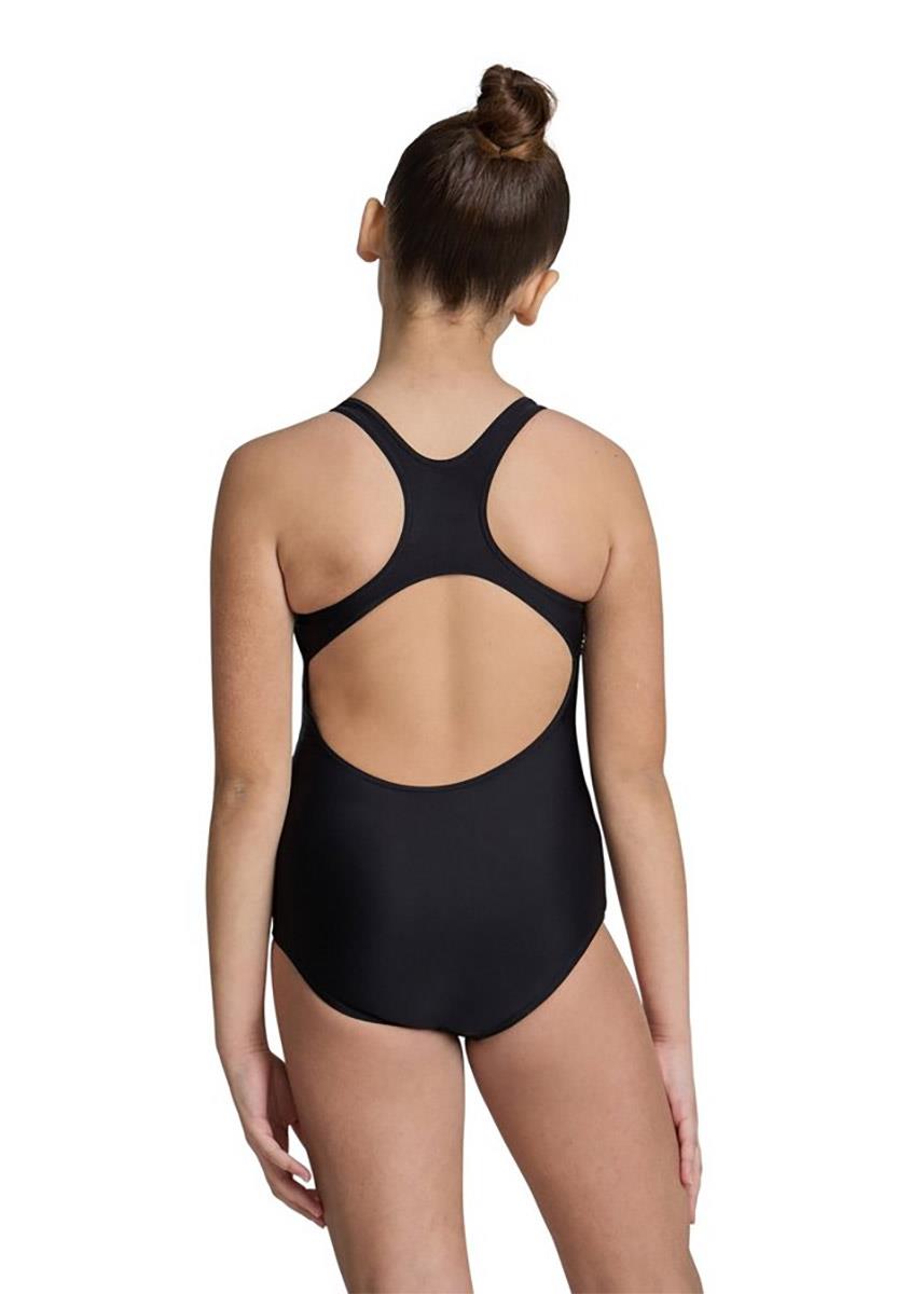 Arena Girl's Kikko V Print Swim Pro Back Swimsuit - Black/White - Front view