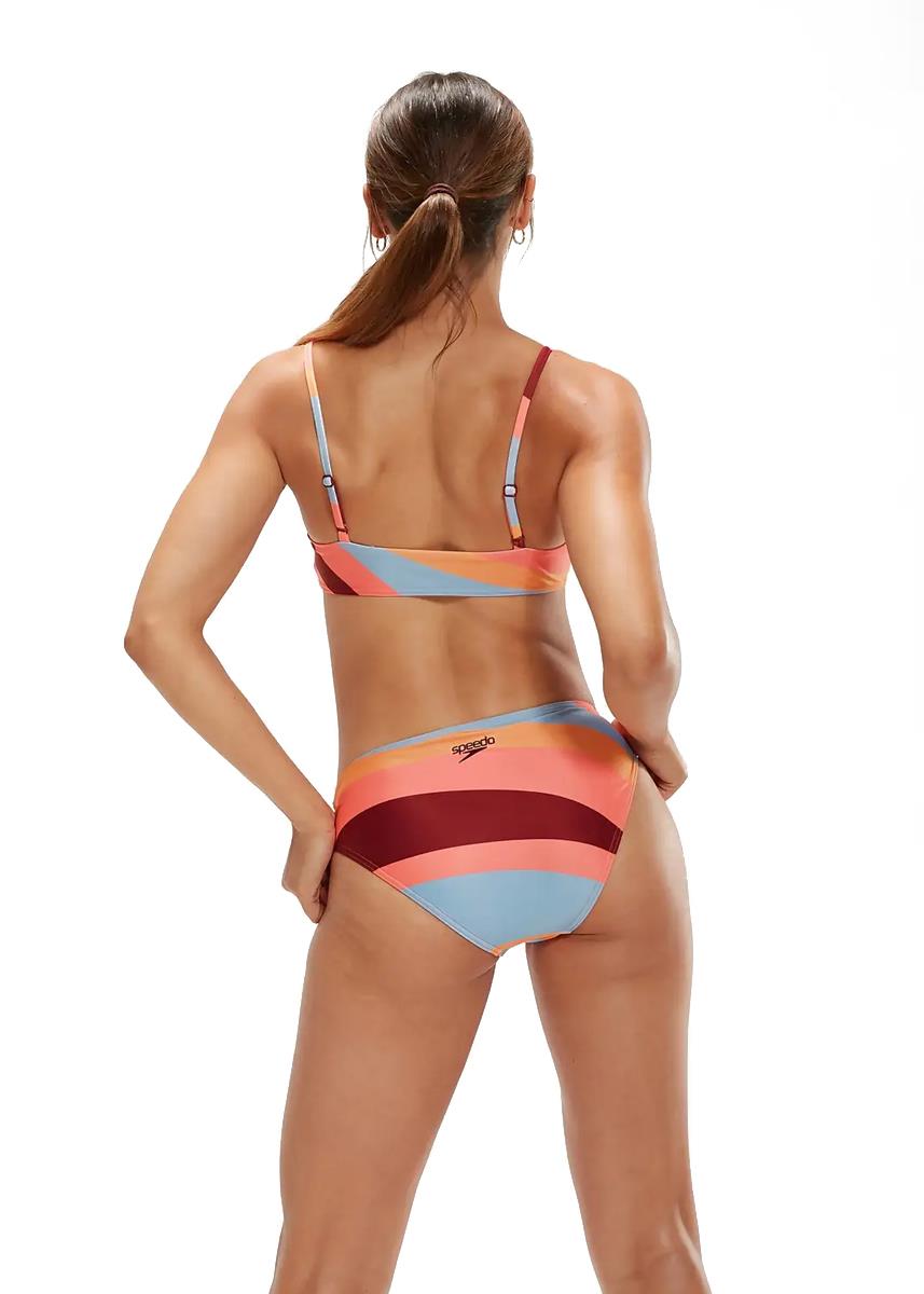 Speedo Bikini s potiskanimi nastavljivimi trakovi - Oxblood / Coral