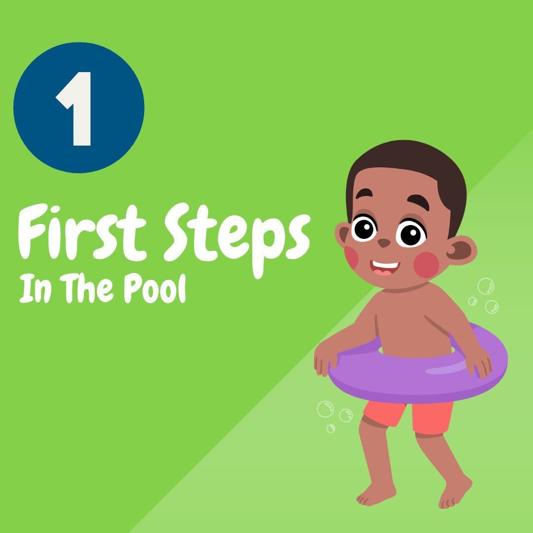 Baby's first steps in the pool