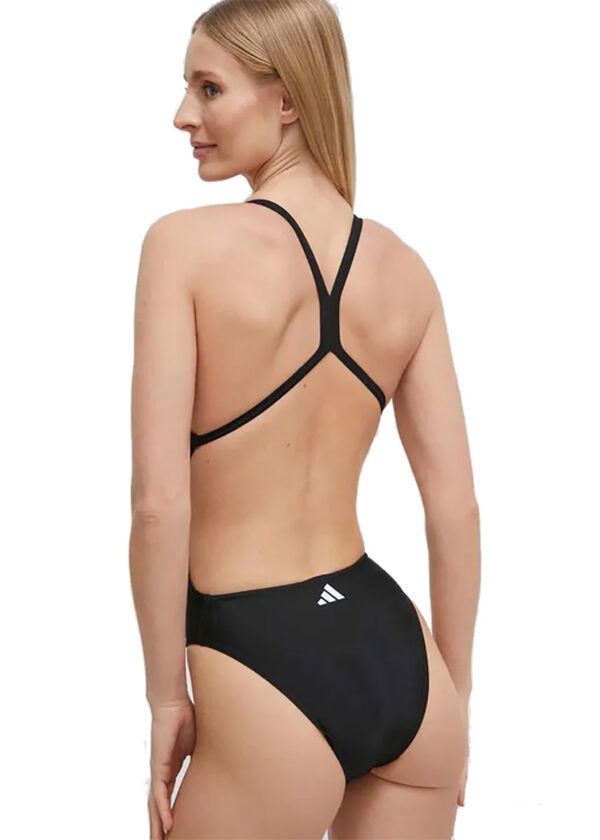 Adidas Women’s 3 Bar Logo Print Swimsuit – Black/White