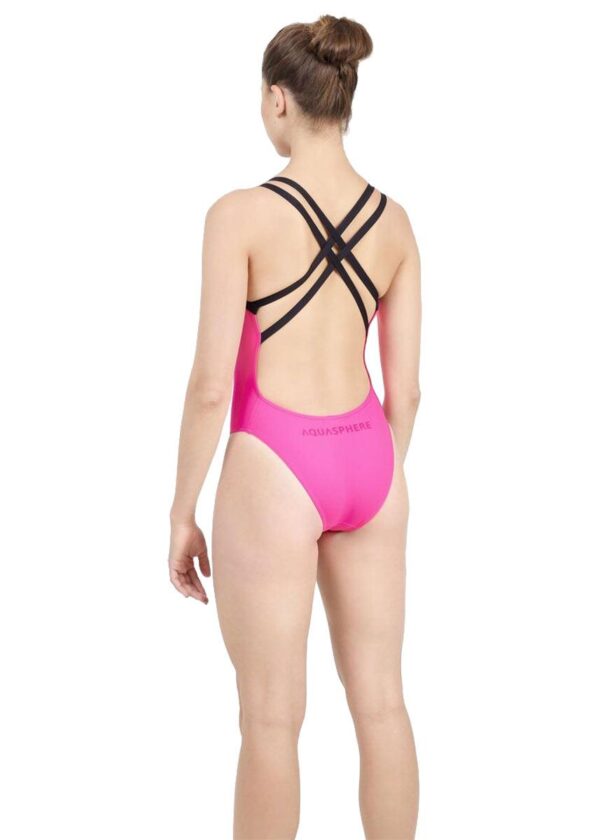 Aquasphere Women’s Essential Open Back Swimsuit – Bright Pink/Black