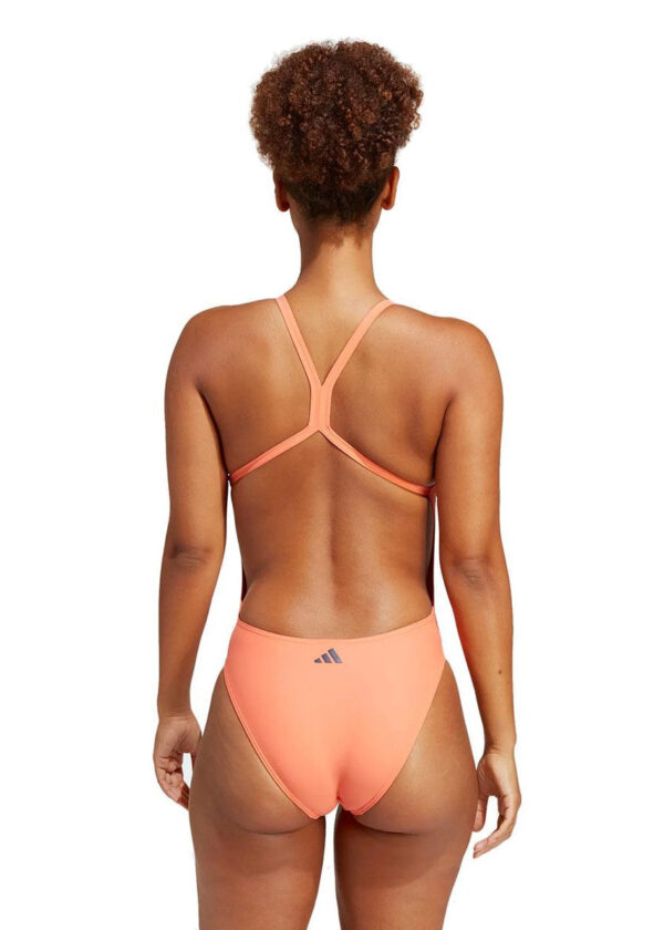 Adidas 3 Bar Logo Print Swimsuit – Peach/Black