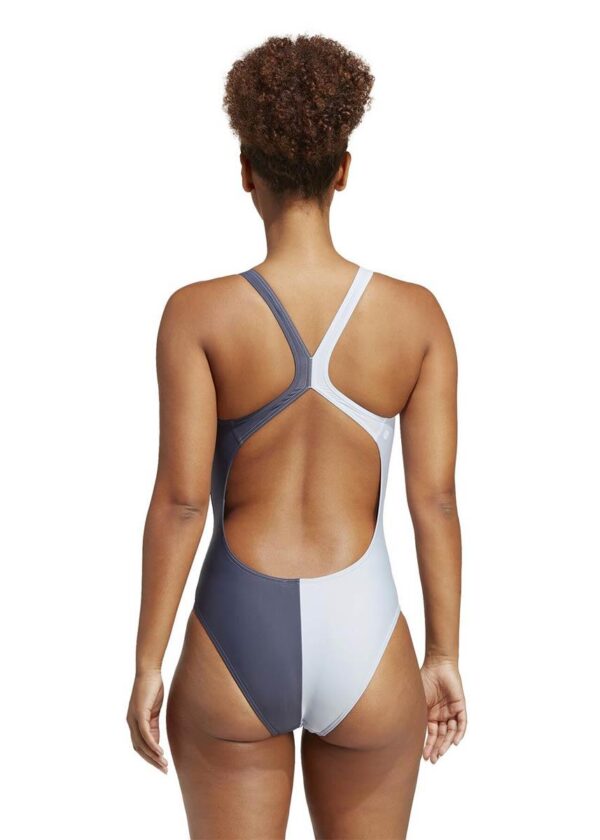 Adidas Women’s 3 Bars Colourblock Swimsuit – Sky Blue/Navy