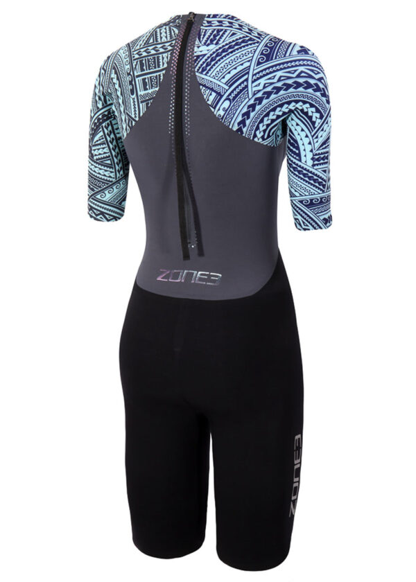Zone3 Women’s Kona-Target Short Sleeve Swim Skin – Grey / Green
